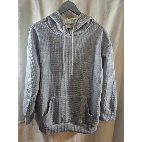 Gray Mens Hoodie Sweatshirt with Squares Size Small - Picture 1 of 8